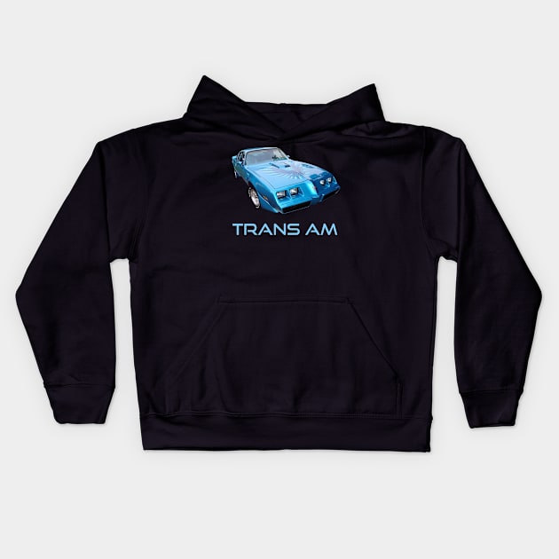 1979 Trans Am - Atlantis Blue Kids Hoodie by MotorPix